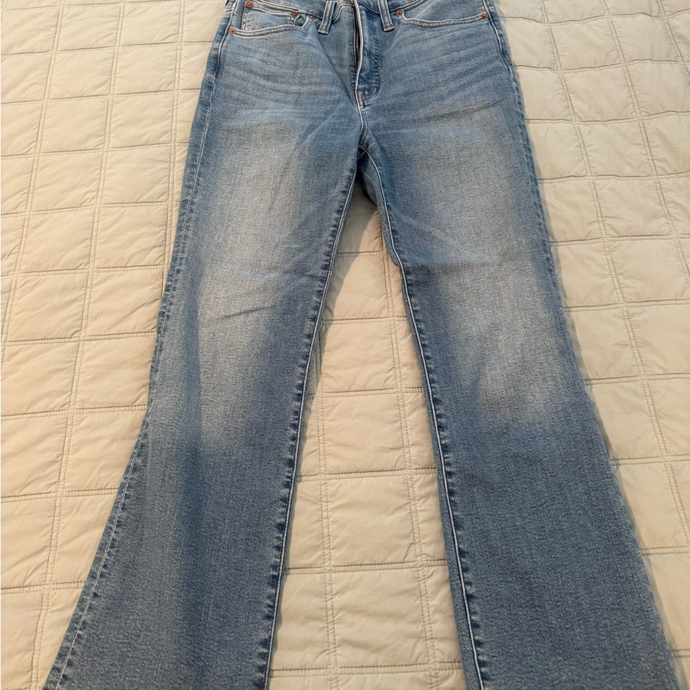 Madewell Light Blue Flare Jeans / Cali Demi Boot